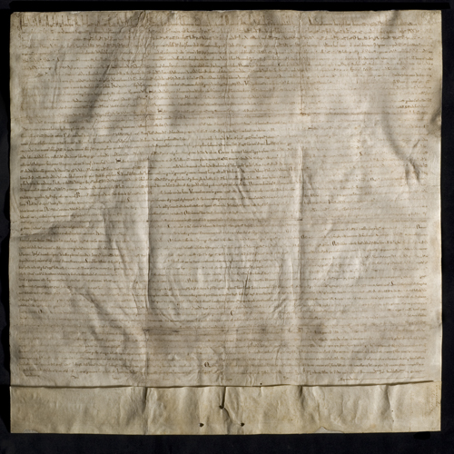 The Lincoln Cathedral Magna Carta, 1215. Courtesy of Lincoln Cathedral 