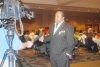 Author and political pundit Roland S. Martin is interviewed by the local NBC affiliate before his closing session message. 