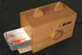 A sign of the maker times: the bacon alarm clock.
