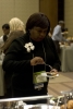 Janice Granger samples the buffet at the Dr. Martin Luther King, Jr. Holiday Celebration.